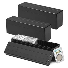 3 Pack Plastic Coin Slab Storage Boxes, Black Coin Slab Holder for 20 Slots Fit for NGC PCGS PCCB PMGab ANACS Container for Collectors Office Home Bank Supplies(Include Boxes Only)