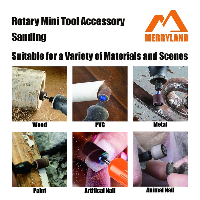 Merryland Sanding Drum Sander for Dremel 184pcs, Sanding Band Sleeve