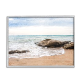 Stupell Industries Rocky Crashing Beach Waves Framed Wall Art, Design by Ann Bailey