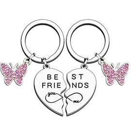 JMIMO Best Friend Gift Keyring for Women men girls Stainless Steel Friend Birthday christmas keychain dog tag