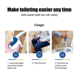 Long Reach Comfort Wipe, Foldable Handle Toilet Aid Over 15", Elderly Care & Disability Aid, Hygiene Helper, Toilet Paper & Pre-Moistened Wipes Holder