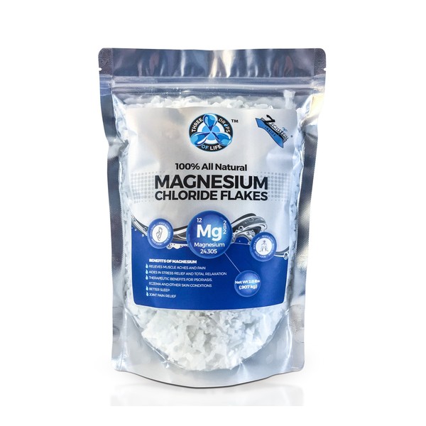 All Natural Magnesium Chloride Flakes, Best Pure Zechstein Inside for Baths, Foot Soaks and Relaxation, Numerous Health Benefits - 2lb bulk bag