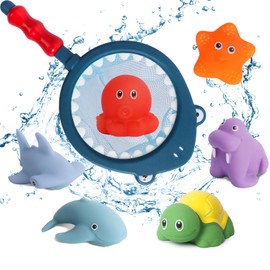 Plliocse 7 Pcs Baby Bath Toys for 1-4 Year Old, Bath Toys for Toddler, Bath Squirt Toys for Baby, Bathtub Tub Water Pool Shower Toys for Toddlers Kids (Red)
