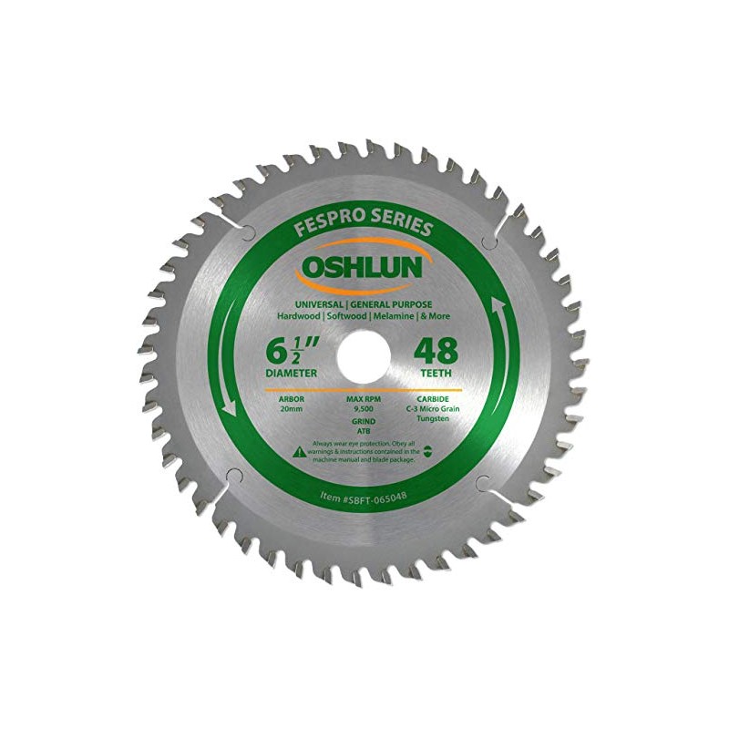 Oshlun SBFT-065048 6-1/2" 48 Tooth FesPro Crosscut ATB Saw Blade