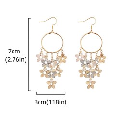 Bohemian Dainty Colorful Chandelier Tassel Flower Dangle Earrings Elegant Fairy Flowers Hoop Earrings Long Flower Tassel Drop Earrings for Women