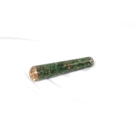 Jet International Women's Energized Green Mica Orgone Rounded End Smooth Massage Wand Gemstone Stick Energetic Copper Chokurei Reiki Holy Chembuster Cloudbuster Orgonite Antenna Pious Auspicious