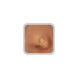 Xmsrn Vintage Flower Nose Ring Metal Flower Nose Cuff Metal Flower Copper African Nose Ring Gold Fake Non Pierced Nose Ring Jewelry for Women and Girls