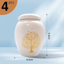 FAURAPMNG Small Urn for Human Ashes - 4 Pack Mini Cremation Handicrafted Urn for Human or Pet Ashes - Tiny Keepsake Sharing Memorial Urn - Ceramic Mini Urn for Dog, Cat