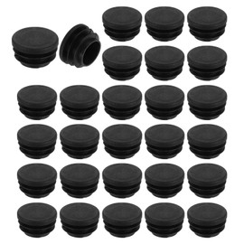 QUARKZMAN Pack of 28 Round Cover Caps, Black Blanking Plugs, Polyethylene Pipe Cover, 25 mm (0.98 Inch) Furniture Leg Tube Insert, Plastic Caps, Sealing Cap for Chair Sofa Shelf