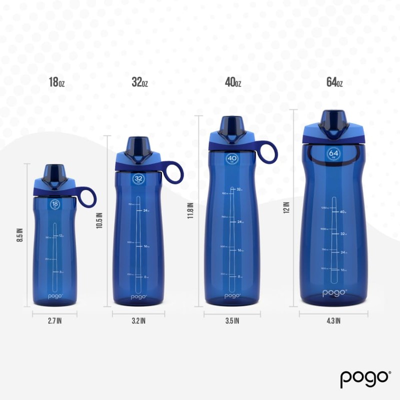 Pogo BPA-Free Tritan Plastic Water Bottle with Chug Lid, 18