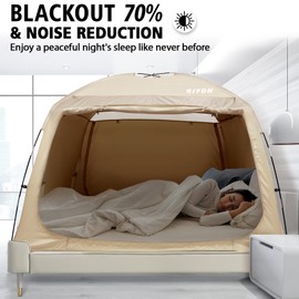 RIYDH Bed Tent Bed Canopy Queen Size for Adult and Kids - Portable Sleeping Tents Indoor Dream Tents 70% Blackout with String Light 3 Doors Breathable Privacy Space Tents…