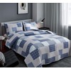 Bedspread Set Queen/Full Size Plaid Quilt Bedding Queen Grey Blue