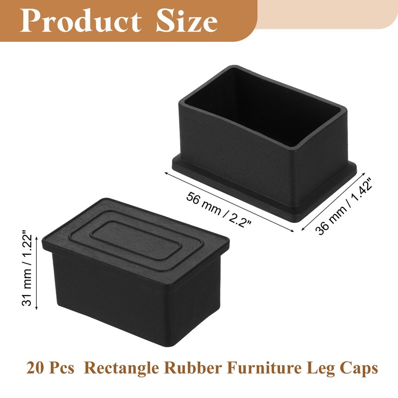 sourcing map 20 Pcs 1.42 x 2.2 Inch Rectangle PVC