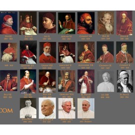 Popes Poster - Contains All 266 Popes from St. Peter to Pope Francis - 24 x 36