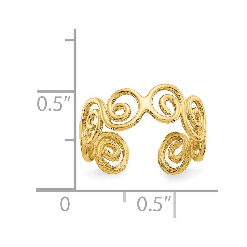 BillyTheTree Jewelry 14K Yellow Gold Scroll Toe Ring