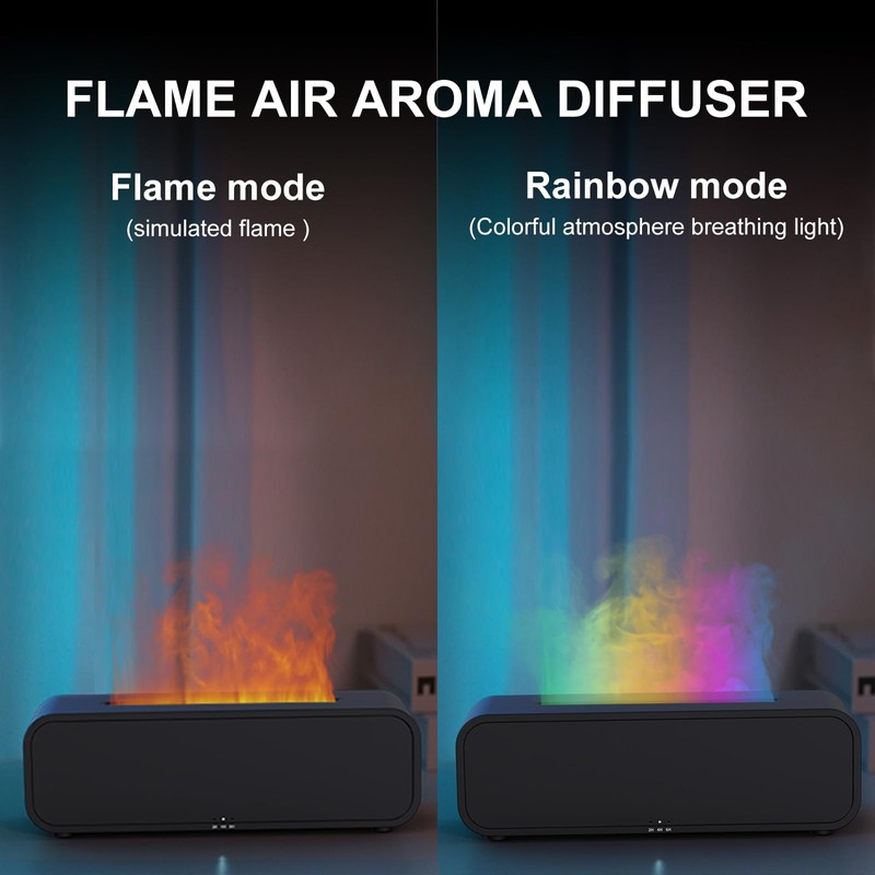 Colorful Flame Air Aroma Diffuser Humidifier, Dynamic Fire Flame Sound