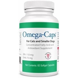 Omega-Caps for Cats and Small Breeds - Omega 3, Vitamins, Minerals, Antioxidants - Support Immune System, Joints, Heart, and Brain - 60 Softgel Capsules