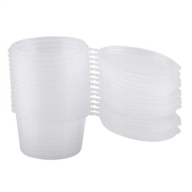 100Pcs 4OZ/100ML Plastic Sauce Cups With Attached Lids Takeaway Sauce Seasoning Box Portion Cups Clear for Condiment Souffle Jello Shot Sample Pill