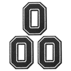 PATIKIL Iron on Numbers Patches, 3 Pack Chenille Number Patches Embroidered Patch for Repairing Jeans Clothing Bags Hats Shirts Craft, Black Number 0