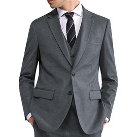 VYOOU Men's Formal Suit, Blazer, Business Jacket, Outerwear, Large Size, Gentleman's, Slim, 2 Buttons, Classic, Commuting to Work, Mourning, Classic, Wedding, Job Hunting, Funerals, Job Suit, gray