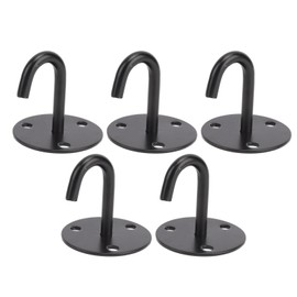 5Pcs Heavy Duty Fixed Pad Eye Plate Thickened Black 304 Stainless Steel J Shaped Ceiling Mount Hanger S