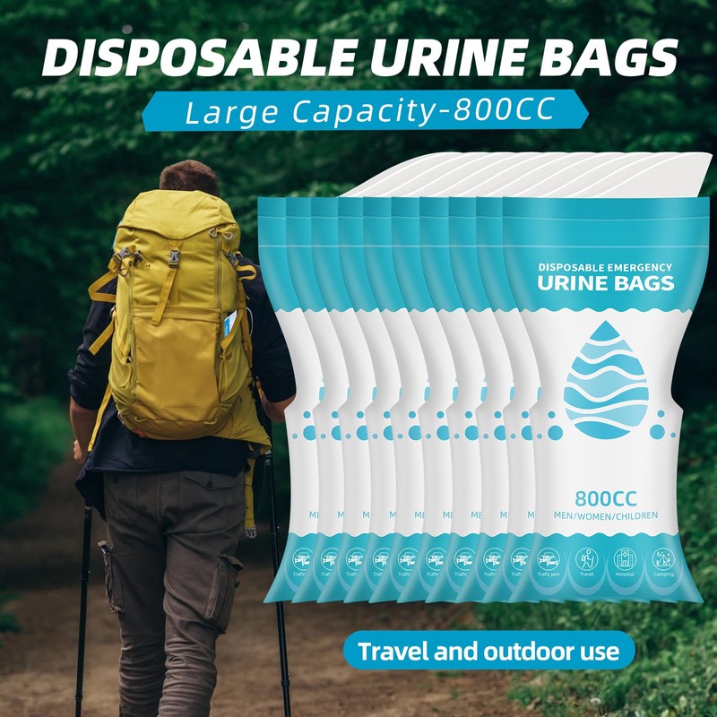 Ymiumre 10 Pack Disposable Urine Bags, 800ML Pee Bags for