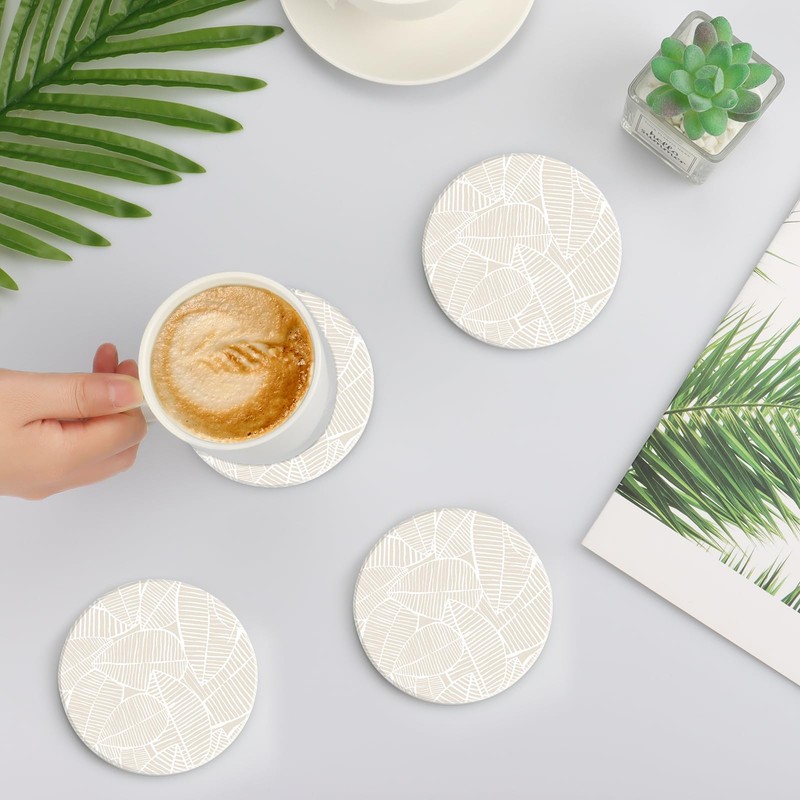 Marble Stylish Drink Coasters Set of 2 with Cork Backing,Coffee