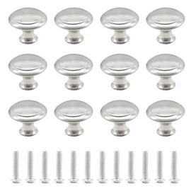 Ruidee Pack of 12 Cabinet Knobs, Round Pull Handles, Knob Furniture Knobs, Dresser Knobs, Drawer Knobs, Cabinet Handles for Kitchen, Cupboard, Drawer, Door, Furniture (27 mm, Silver-BSY