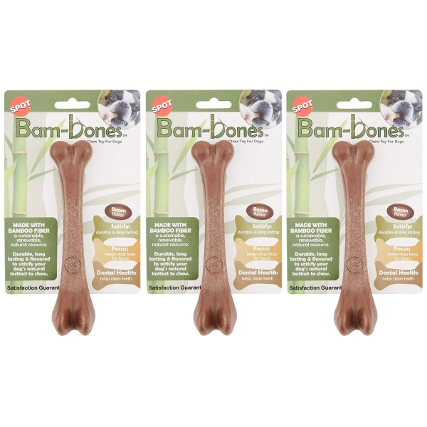 Ethical Pets 3 Pack of Bam-Bone Bone Dog Toys, 7.25