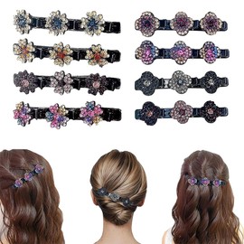Sparkling Crystal Stone Braided Hair Clips for Women for Styling Hair Barrettes Accessories (Mix2)
