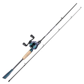 Souagyilang Baitcasting Fishing Rod Reel Combo,2 Pieces Medium Heavy Baitcasting Pole with High Speed Casting Reel Baitcaster Combo 5.9ft Left Hand