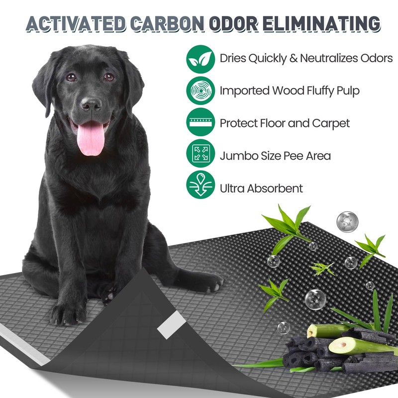 31"x47" Activated Charcoal Dog Pee Pads - 100 Count,Extra Large,Super