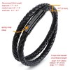 AIZU Braided Leather Rope Bracelet - Mens Black Genuine Leather