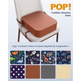 Toddler Booster Seat for Dining Table and Kitchen Chair – Adjustable Safety Straps, PU Leather, Non-Slip, Easy to Clean, Portable Travel Foam Booster Cushion for Kids & Toddlers (Brown)