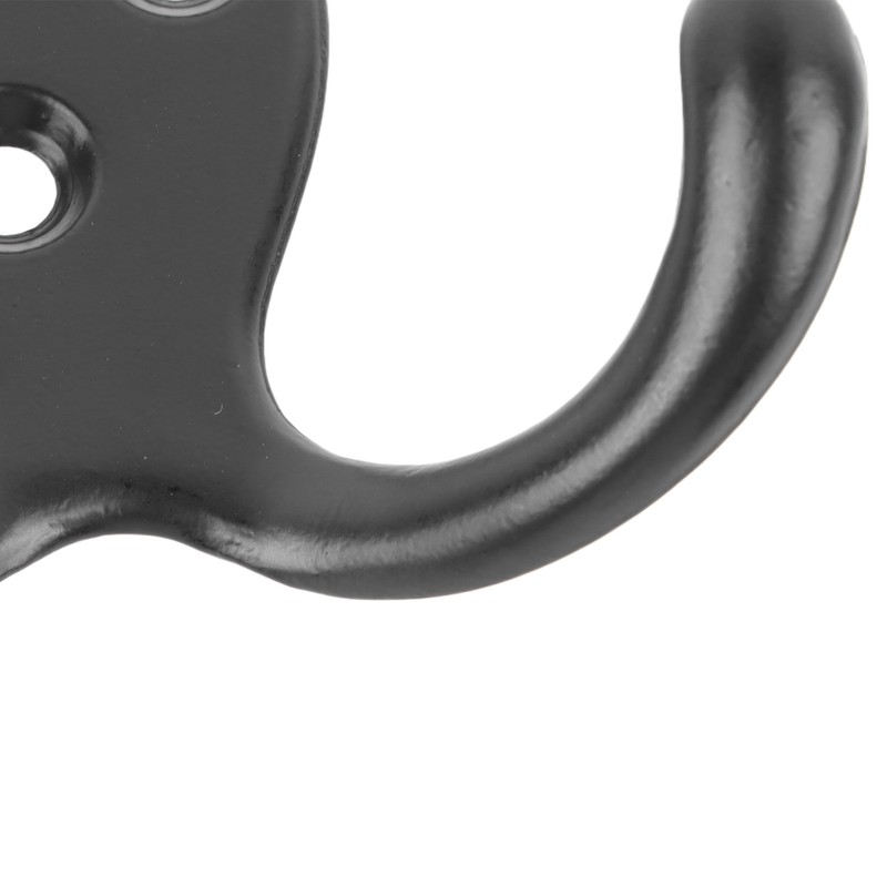 10pcs Black Double Prong Coat Hooks Wall Mounted Retro High