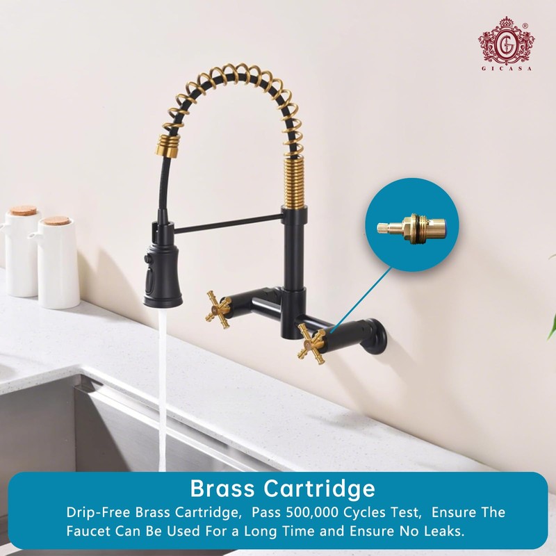 Wall Mount Kitchen Faucet, 8 Inch Center Wall Mount Faucet