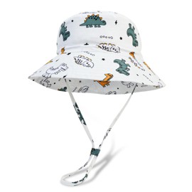 JUPSK Toddler Baby Summer Sun Protection Sun Hat Kids Fishing Beach Hat, Outdoor Adventure Bucket Hat with Adjustable Strap Dinosaur Pattern for 2-6 Years Old Boys