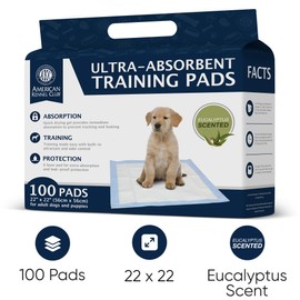 AMERICAN KENNEL CLUB AKC62975 6-Layer Leak-proof Puppy Training Pads - 22x22 Inches, Green, Synthetic, Disposable-Pet-Training-Pads, Pack of 100