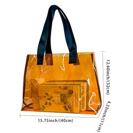 TotePrint Large Orange Clear Tote Bag-Versatile,Waterproof,Stain Resistant,Transparent Shoulder Tote Bag,Work Shoulder Tote Bag