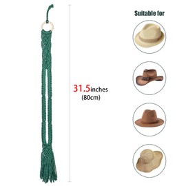 CAIRIAC Macrame Hat Hanger for Wall, Bohemian Hat Rack Organizer Display Wall Hanging, Boho Cowboy Holder for Women Men Gifts (Green)