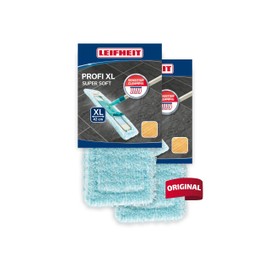 Leifheit Set of 2 Profi XL Super Soft Mop Covers for Sensitive Floors, Floor Mop Replacement Cover with Special Fibres, Minimum Water Absorption, Ideal for Parquet, Laminate and Cork