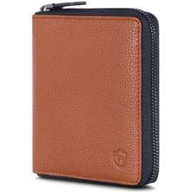 VON HEESEN Leather Wallet with RFID Protection - Wallet for Men and Women Made of Genuine Leather - Wallet with Coin Compartment - Wallet for Men and Women, cognac brown, 1 main compartment