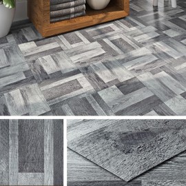 Livelynine Gray Reclaimed Wood Peel and Stick Floor Tile Waterproof Vinyl Flooring Planks 12x12" 4-Tiles Bathroom Floor Tile Stickers Self Adhesive Decal Tiles Removable Kitchen Laminate Flooring