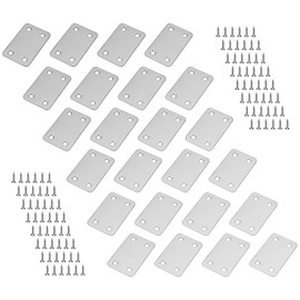 MUKCHAP 24 piastre di giunzione piatte in acciaio inox, 60 x 38 x 1,5 mm, con 96 viti, staffe piatte forate, staffa di supporto dritta piatta in metallo per legno, mobili