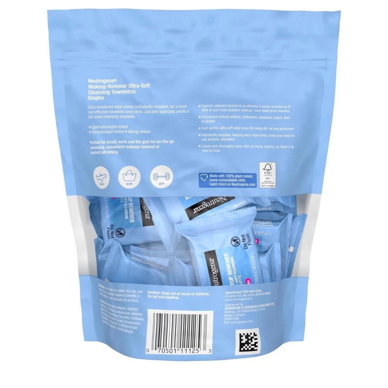 Neutrogena Makeup Remover Wipes Singles, Individually Wrapped Face Wipes, Daily