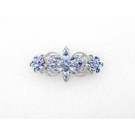 Faship Gorgeous Light Blue Rhinestone Crystal Flora Hair Barrette Clip