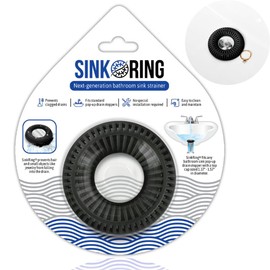 Bathroom Sink Hair Catcher for Pop-Up Drain – SinkRing 1.57" Precision Strainer for Bathroom Sink Drains | Clog-Free Hair Trap for Contacts, Earrings, Jewelry | No Suction or Screws – Black