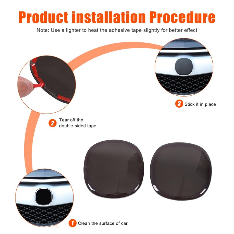 Front Grill Rear Tailgate Smoked Black Emblem Cover Trim Compatible