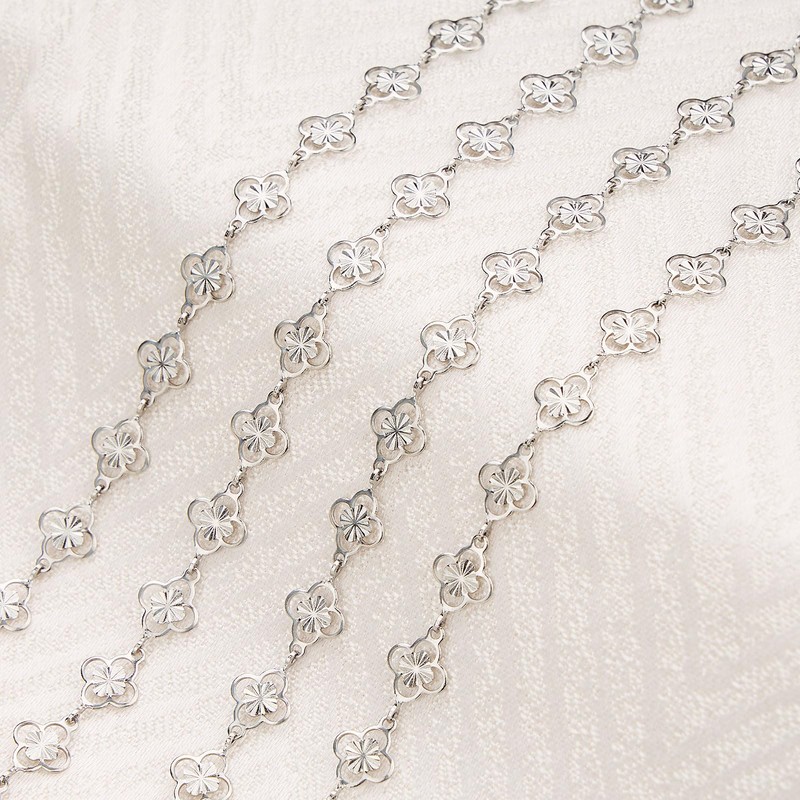 Jabogrii 16.4 Feet Silver Four Leaf Clover Jewelry Making Chains