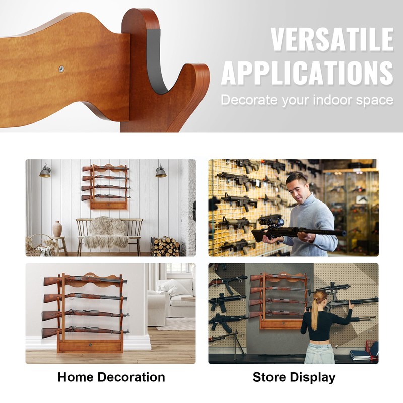 VEVOR Gun Rack, Wood Gun Rack Wall Mount, Gun Display